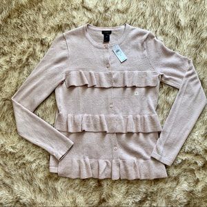 NWT Ann Taylor Rose Gold Ruffle Front Cardigan